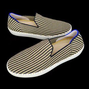 Rothy's The Original Slip On Toffee Stripe Hemp Sneakers Shoes Women's 9.5